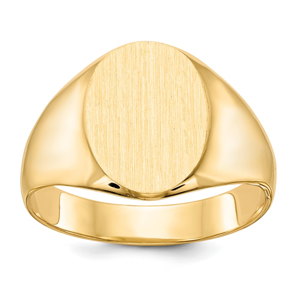14k 11.5x Oval Closed Back Mens Signet Ring
