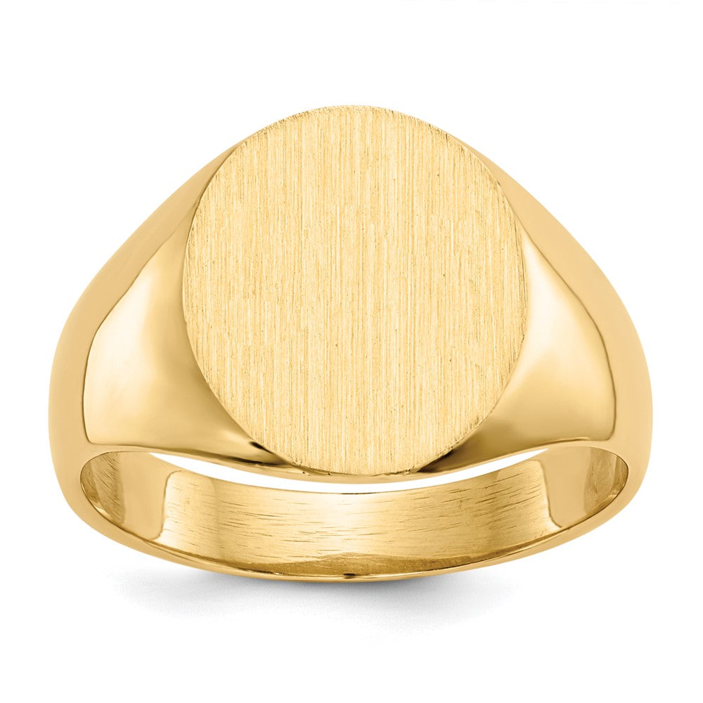 14k 11.5x Oval Open Back Mens Signet Ring