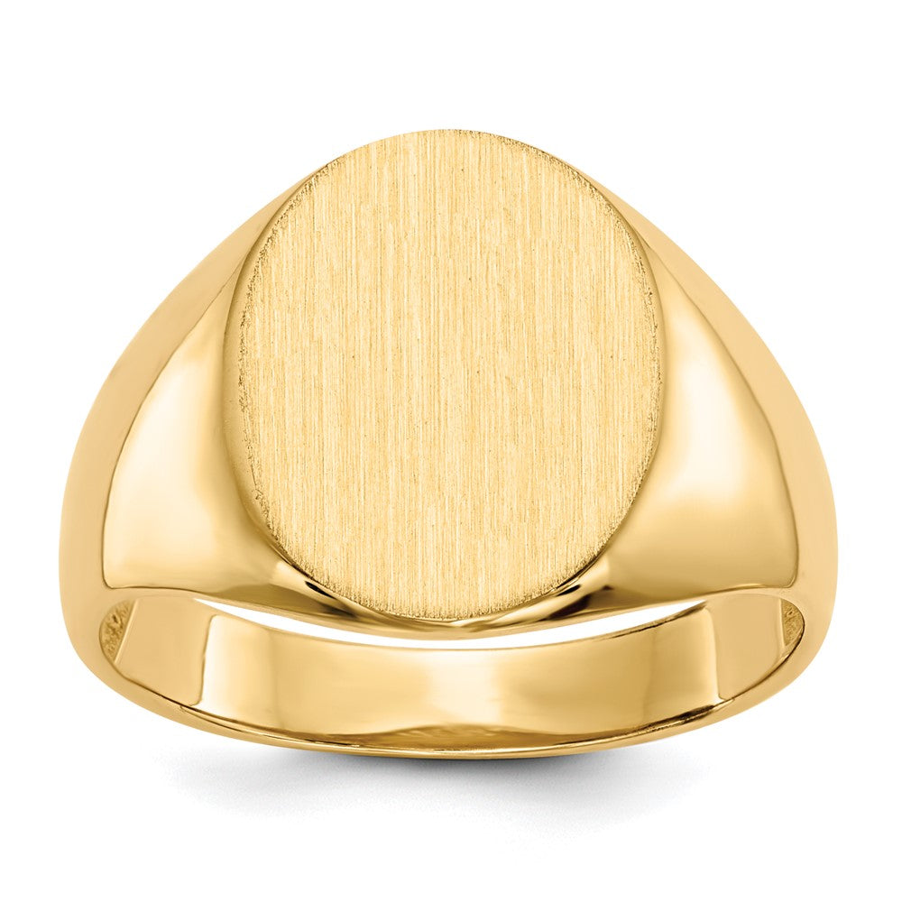 14k 12.5x Oval Open Back Mens Signet Ring