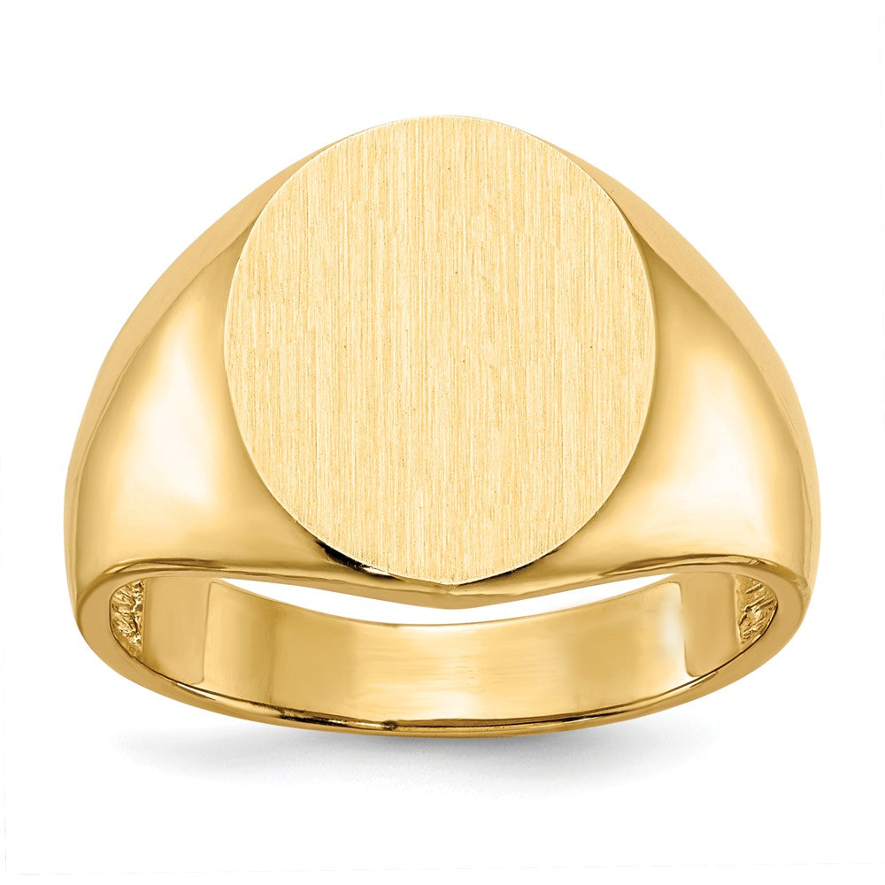 14k 13.5x Oval Open Back Mens Signet Ring