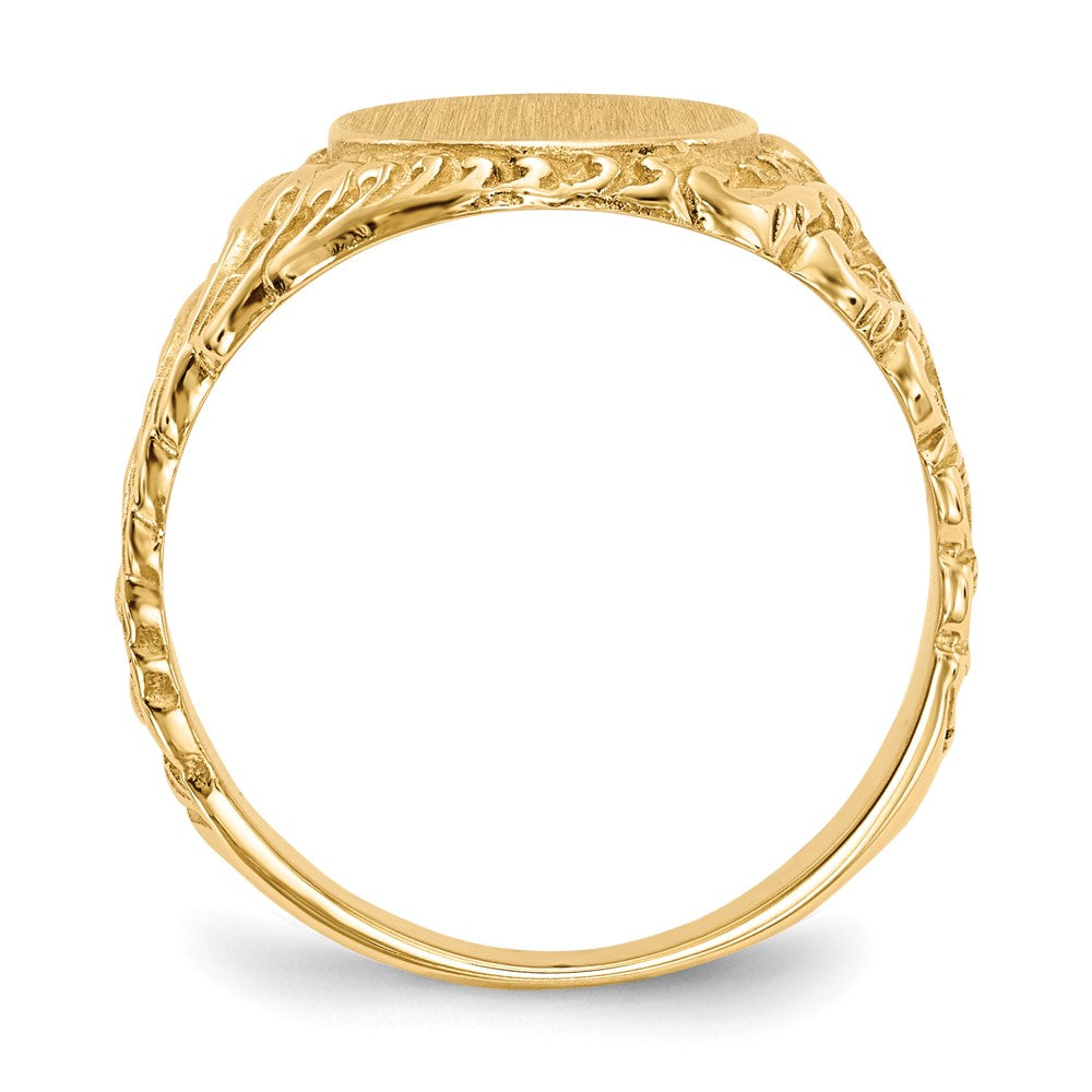 14k 10.5x Oval Closed Back Mens Signet Ring