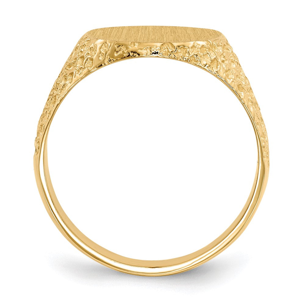 14k 13.0x Oval Closed Back Mens Nugget Signet Ring