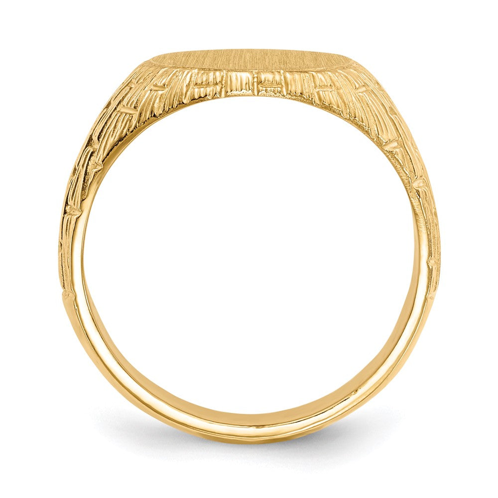 14k 12.0x Oval Closed Back Mens Signet Ring