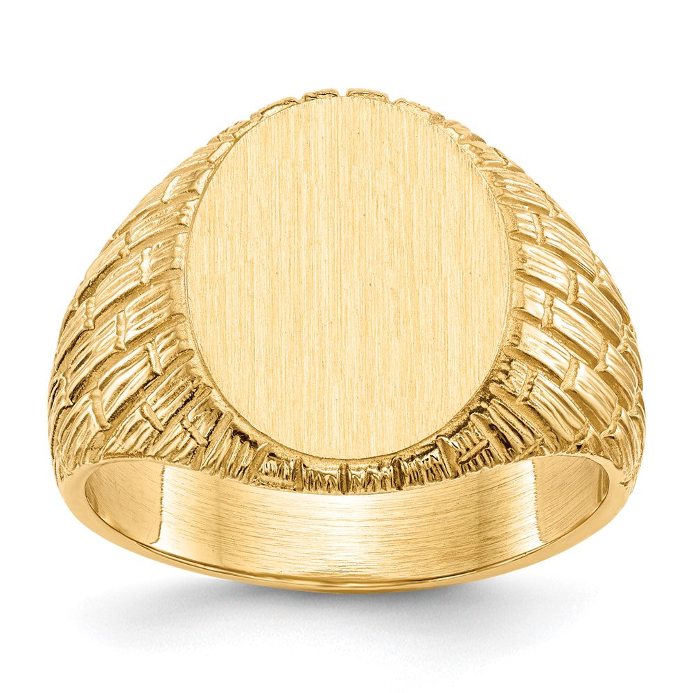 14k 12.0x Oval Closed Back Mens Signet Ring