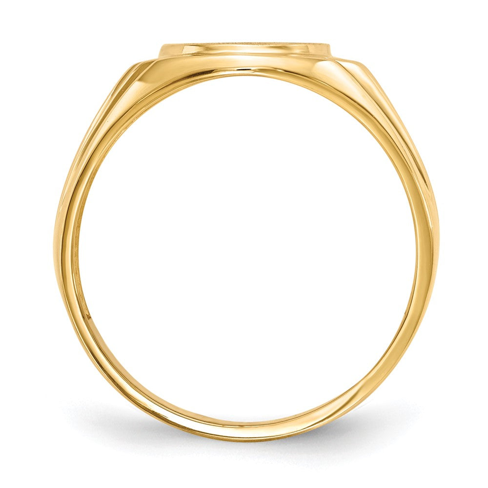 14k .02ct. AAA Diamond 10.0x Oval Open Back Mens Signet Ring