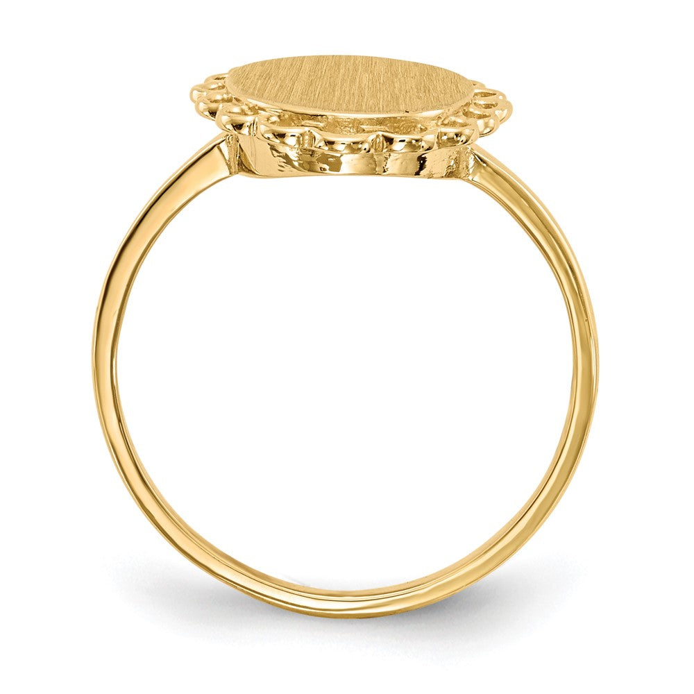 14k 8.5x Oval Open Back Scalloped Edge Signet Ring