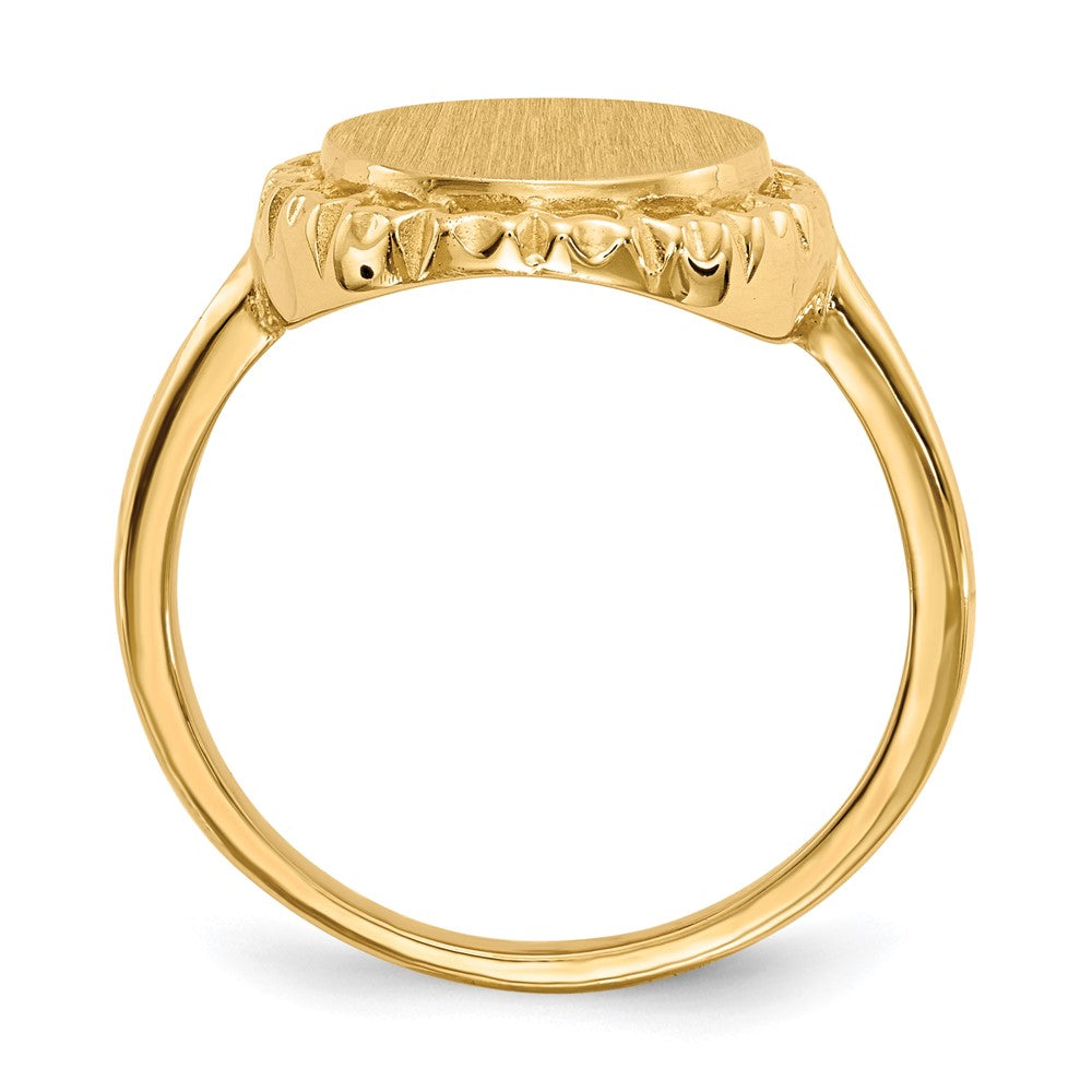 14k 11.0x Oval Open Back Filigree Edge Signet Ring