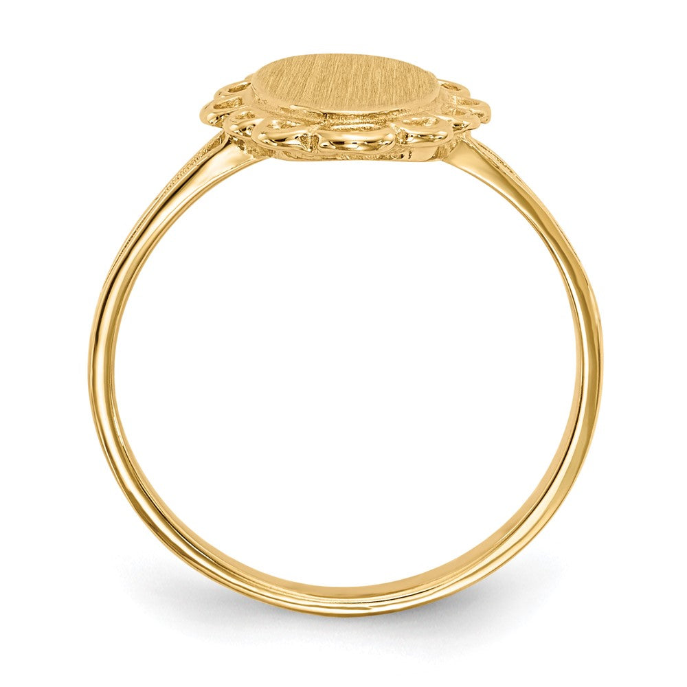 14k 7.0x Oval Open Back Scalloped Edge Signet Ring