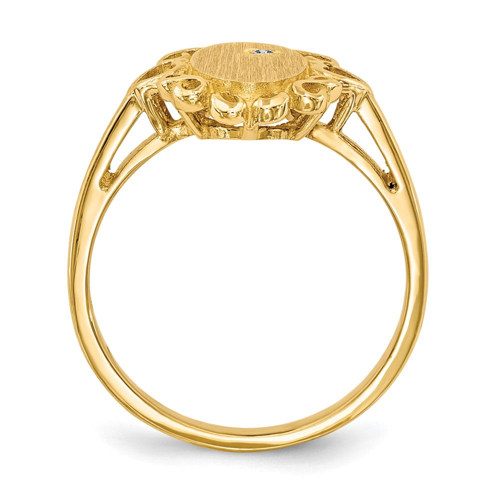 14k 11.5x Open Back A Diamond Signet Ring