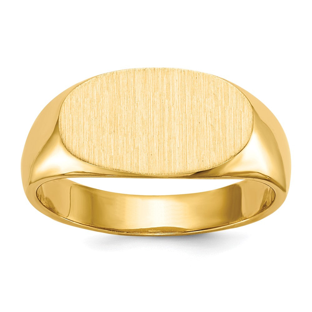 14k 13.5x East-West Oval Closed Back Signet Ring