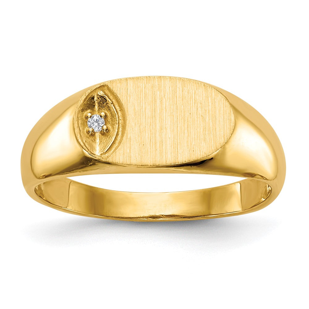 14k 6.5x A Diamond Open Back Signet Ring