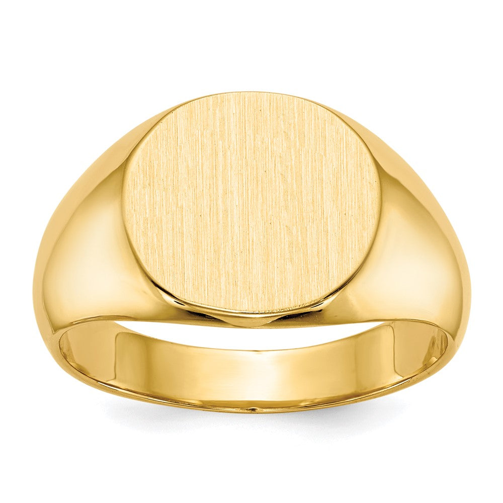 14k 13.5x Round Closed Back Mens Signet Ring