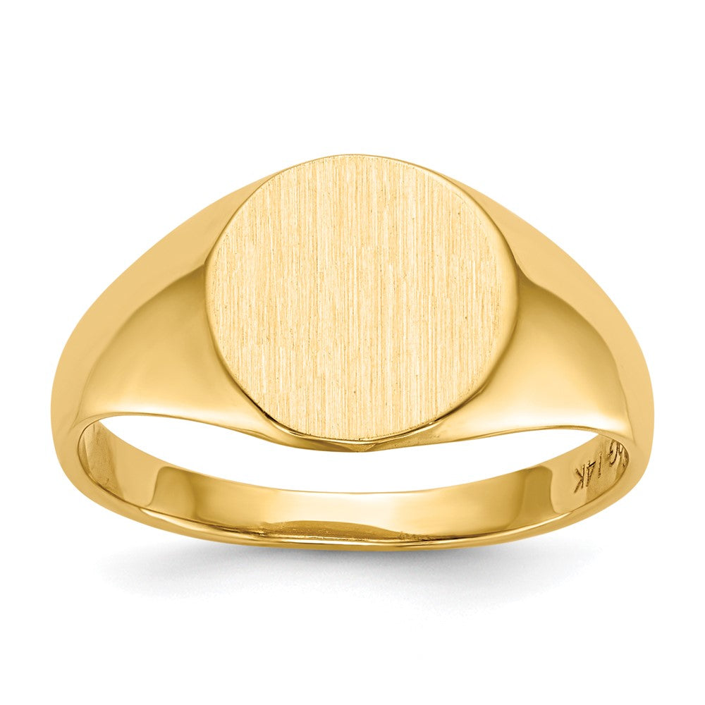 14k 9.5x Round Open Back Signet Ring