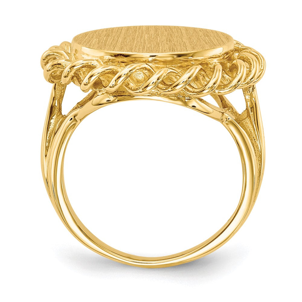 14k 15.0x Oval Open Back Scalloped Edge Signet Ring