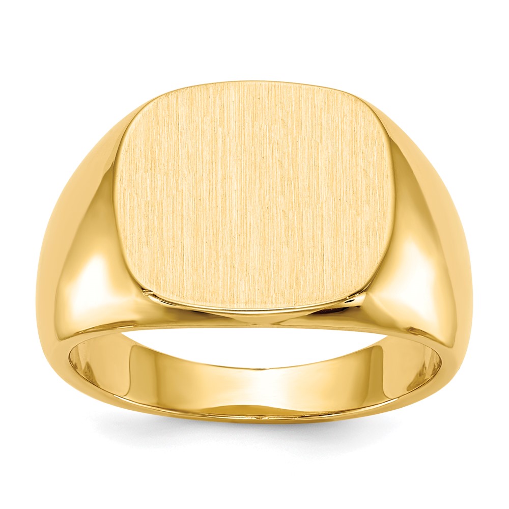 14k 15.0x Cushion Closed Back Mens Signet Ring