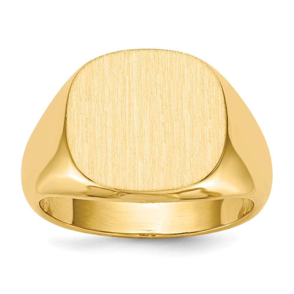 14k 15.0x Cushion Open Back Mens Signet Ring