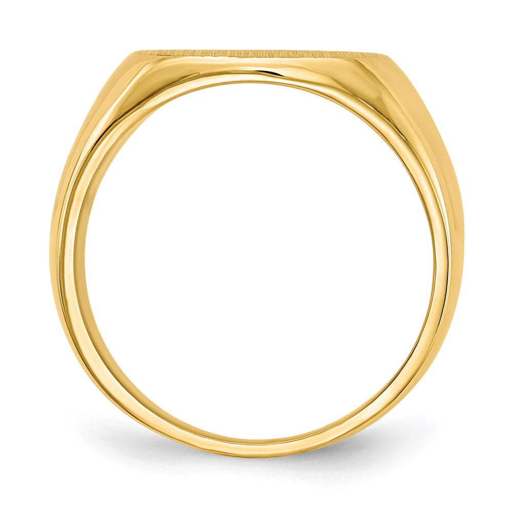 14k 15.5x Cushion Closed Back Mens Signet Ring