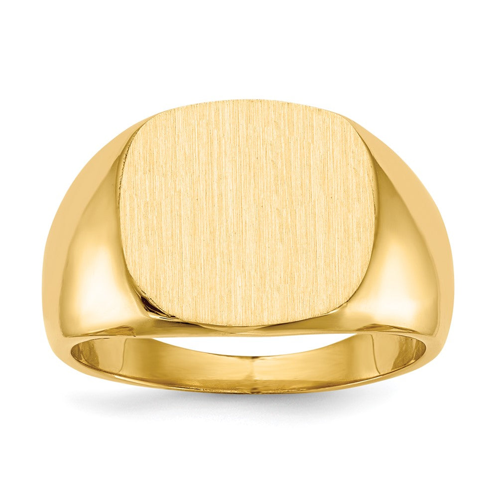 14k 15.5x Cushion Closed Back Mens Signet Ring