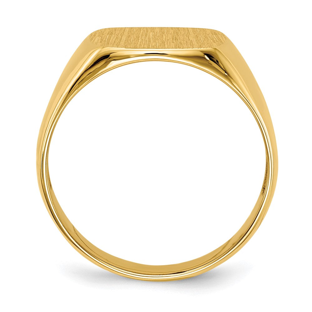 14k 12.5x Cushion Open Back Mens Signet Ring