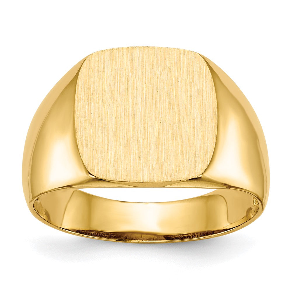 14k 12.5x Cushion Open Back Mens Signet Ring