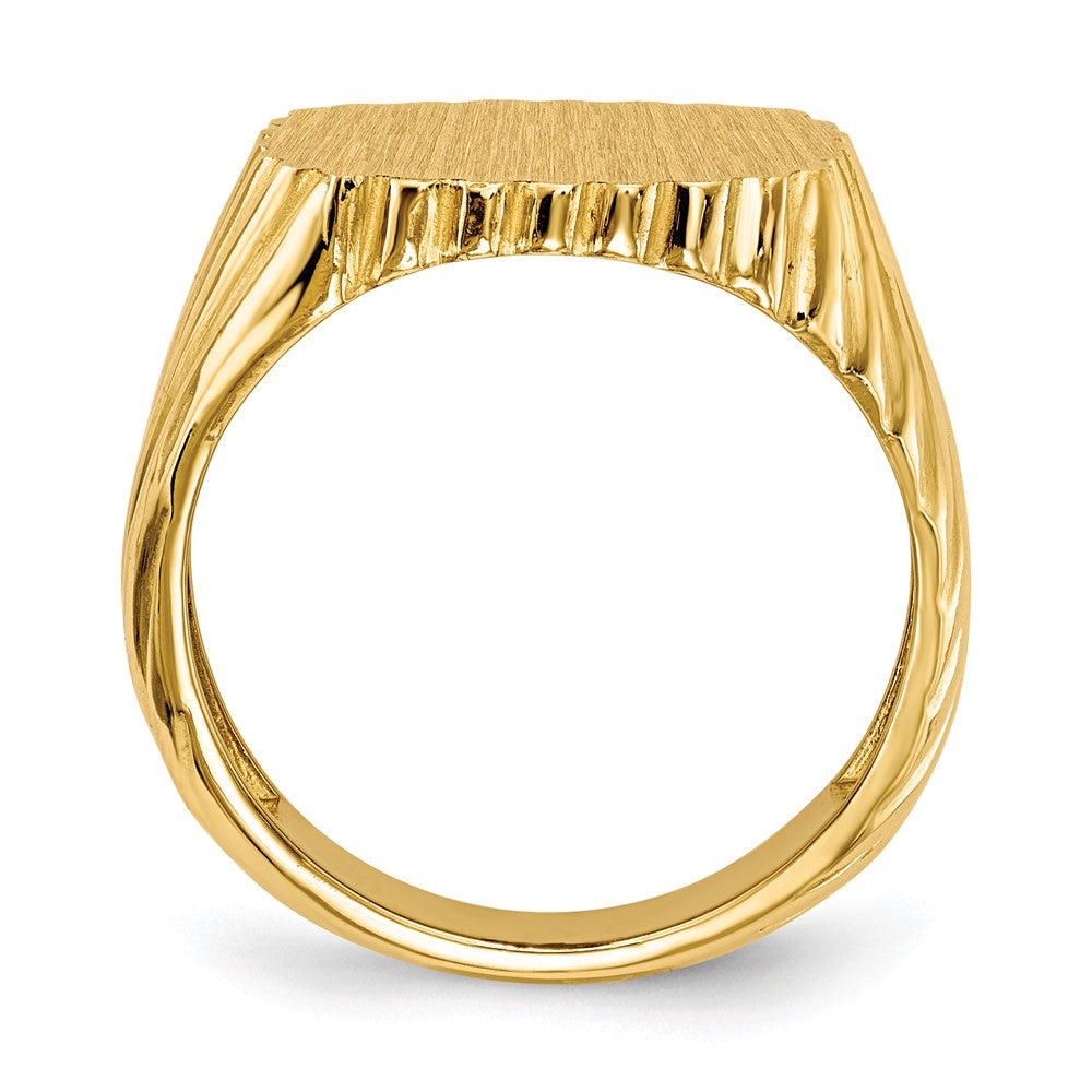 14k 16.5x Cushion Open Back Mens Signet Ring