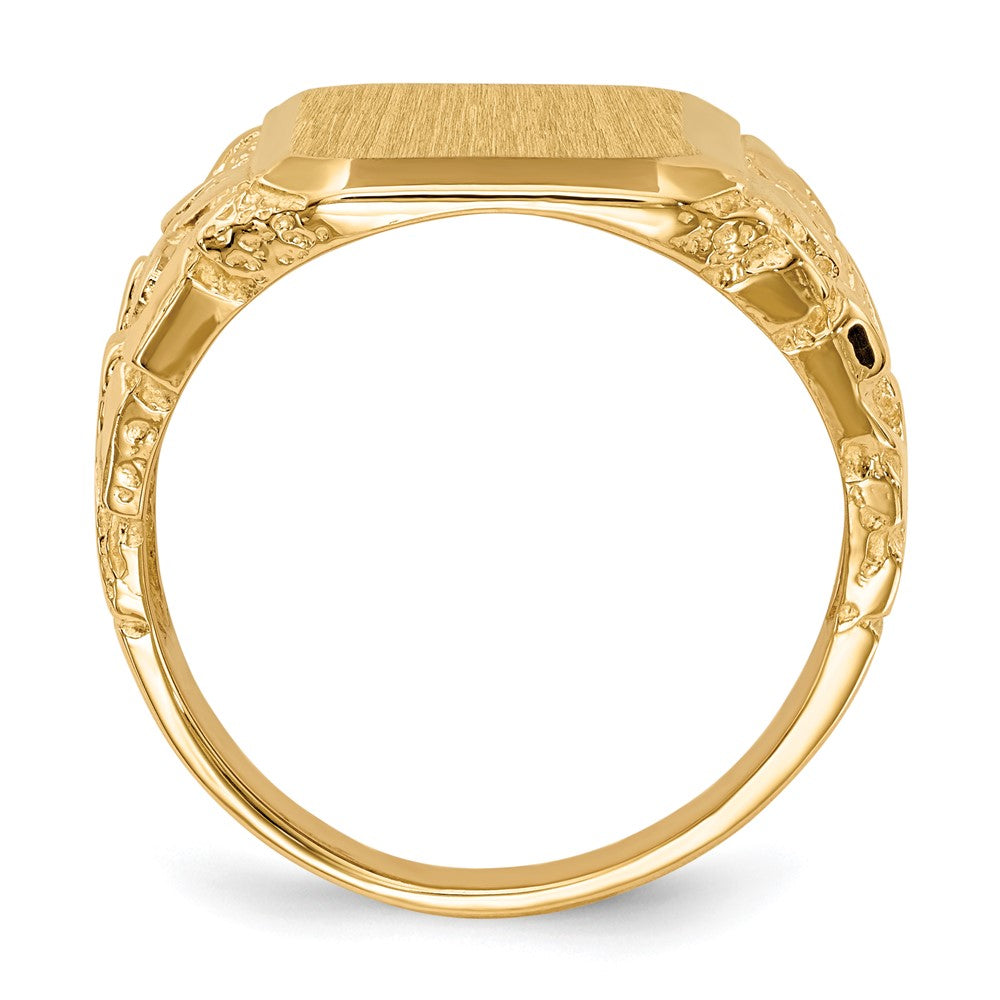 14k 13.0 x Octagon Open Back Mens Nugget Signet Ring