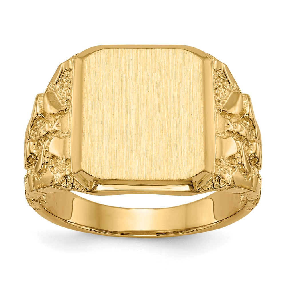 14k 13.0 x Octagon Open Back Mens Nugget Signet Ring