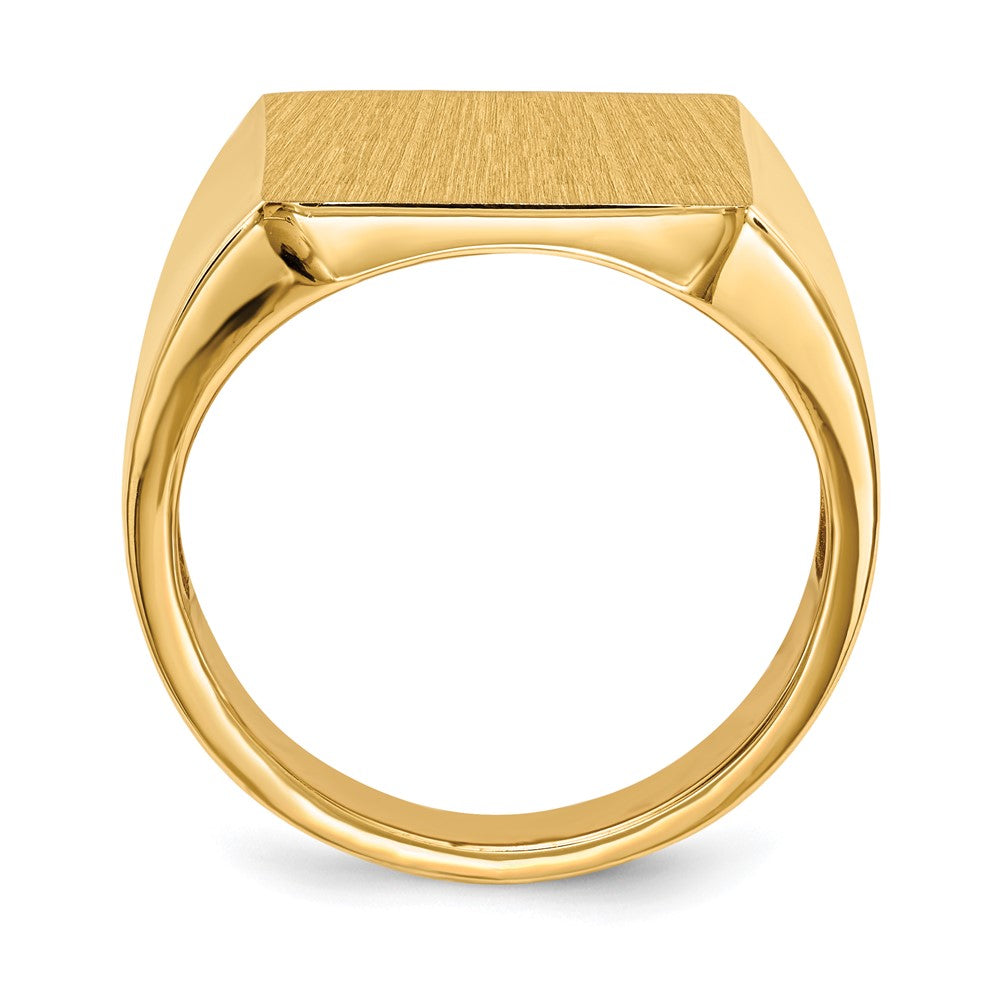 14k 15.5x Rectangle Open Back Mens Signet Ring