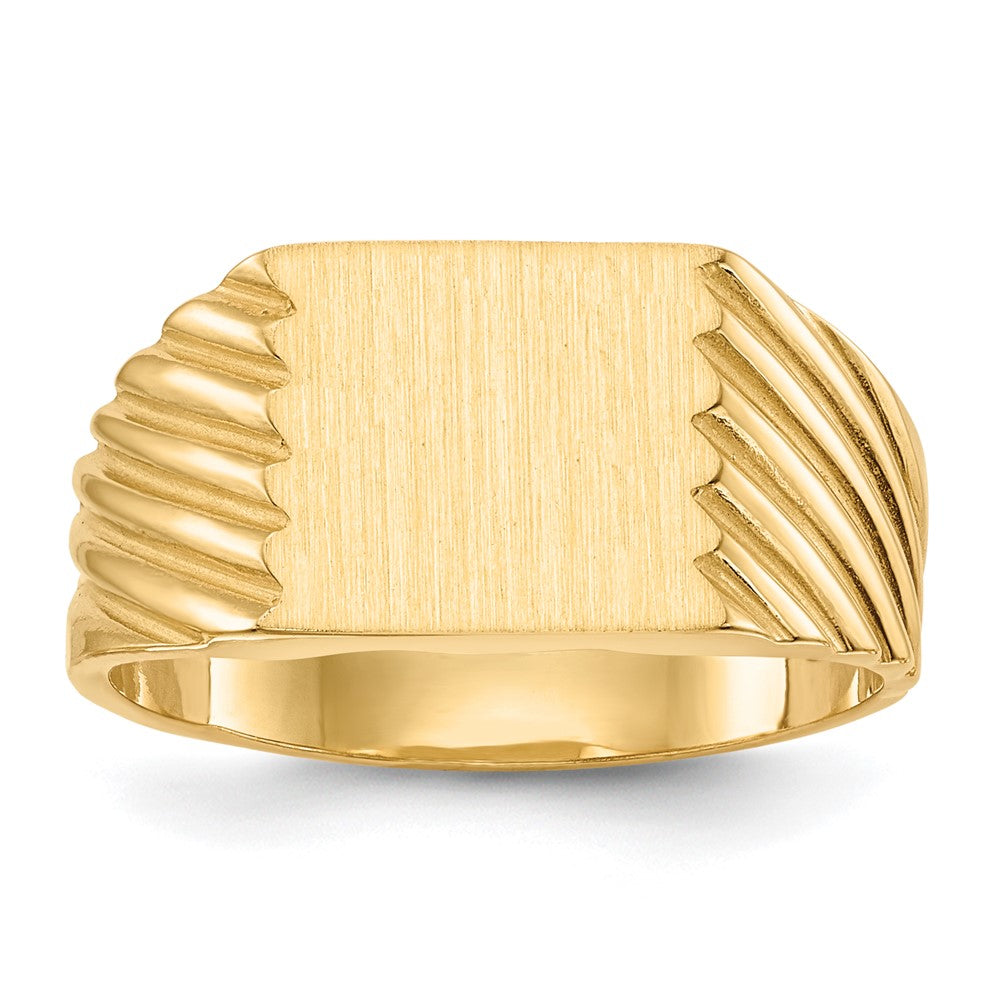 14k 9.0x Square Closed Back Signet Ring