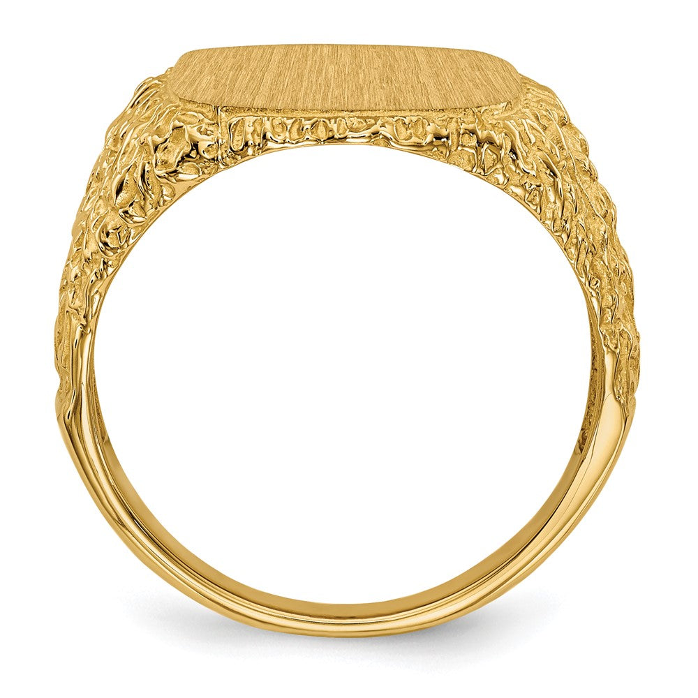 14k 13.5x Cushion Open Back Mens Signet Ring