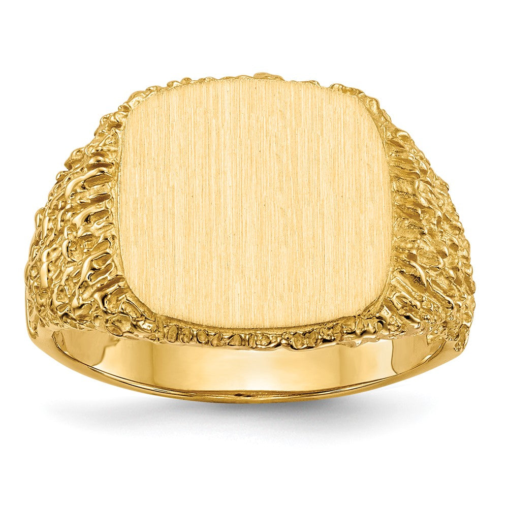 14k 13.5x Cushion Open Back Mens Signet Ring