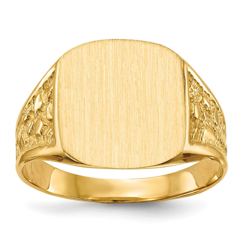 14k 14.0x Cushion Closed Back Mens Nugget Signet Ring