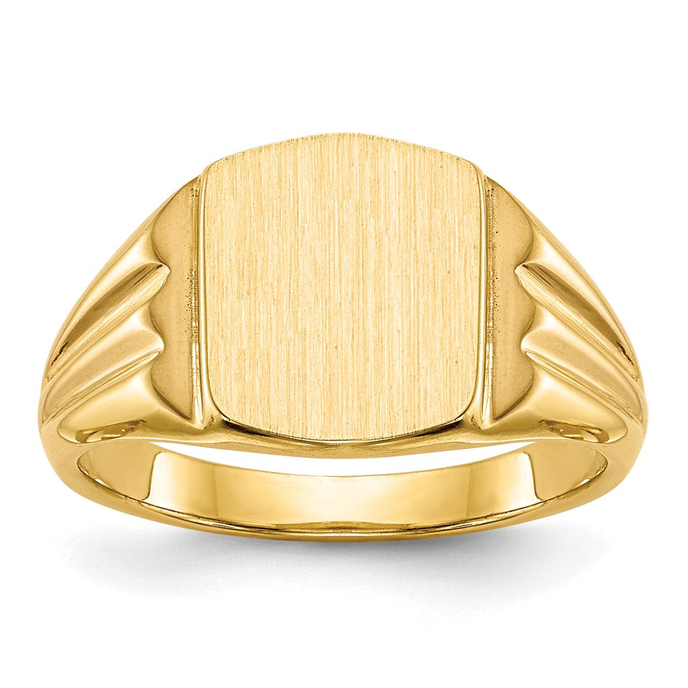 14k 8.5x Cushion Closed Back Signet Ring