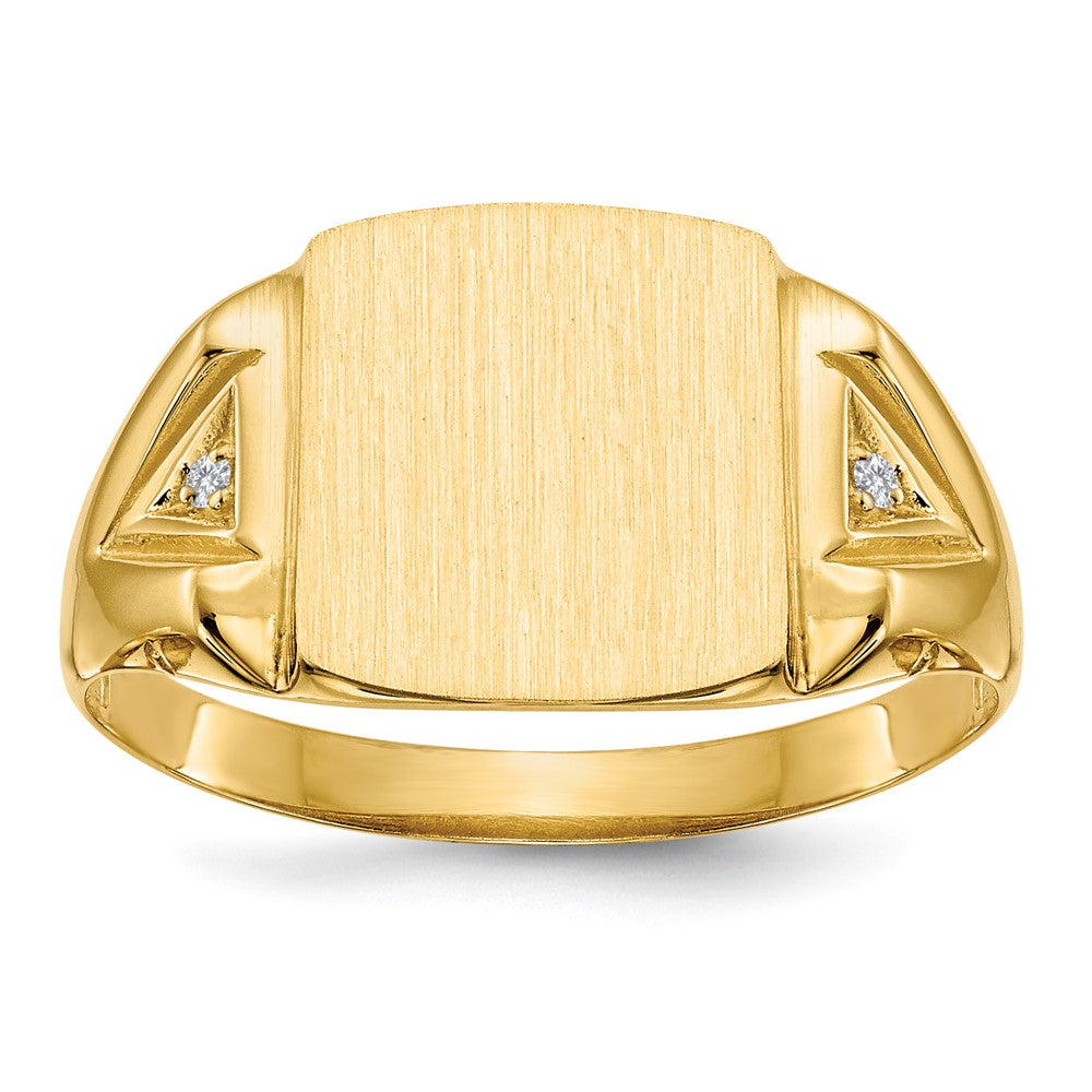14k .02ct. AA Diamond 11.0x Cushion Open Back Mens Signet Ring