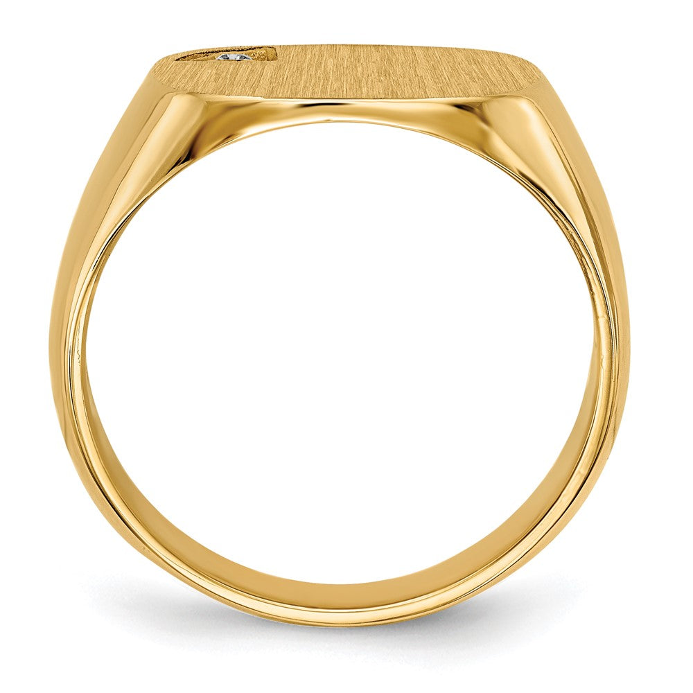 14k 1/2 point VS Diamond 15.0x Cushion Closed Back Mens Signet Ring
