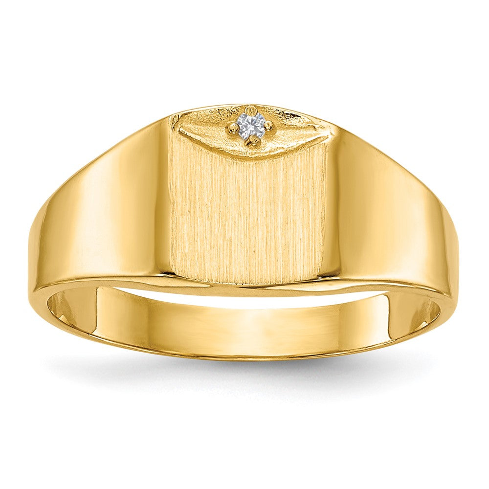 14k 8.0x Closed Back A Diamond Signet Ring