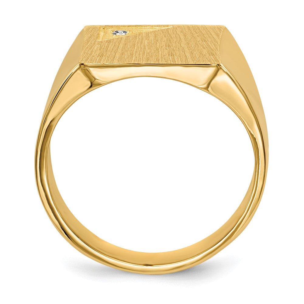14k .02ct. AAA Diamond 13.0x Square Closed Back Mens Signet Ring
