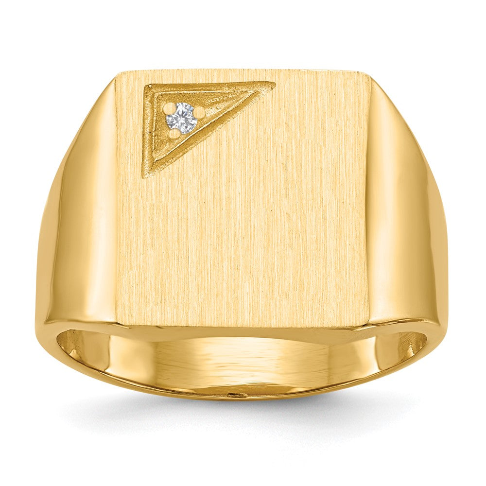 14k .02ct. VS Diamond 13.0x Square Closed Back Mens Signet Ring