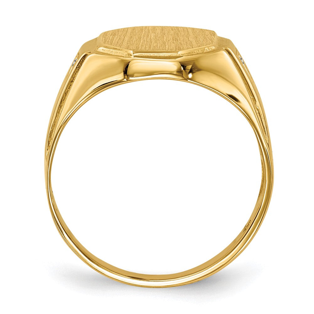 14k .01ct. AA Diamond 11.5x Octagon Open Back Mens Signet Ring