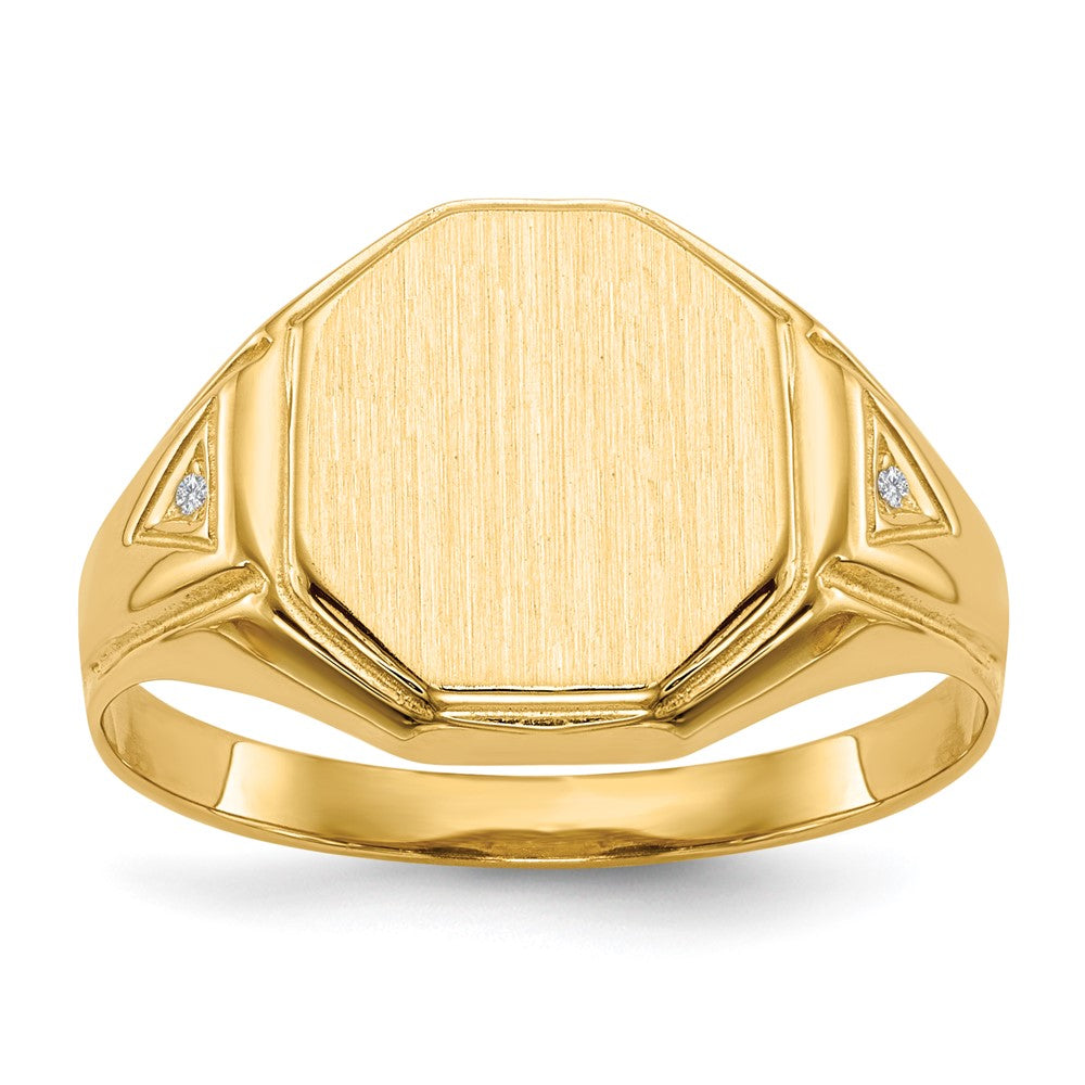 14k 12.5x Open Back A Diamond Men's Signet Ring