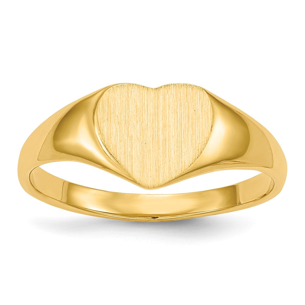 14k 8.5x Closed Back Heart Signet Ring