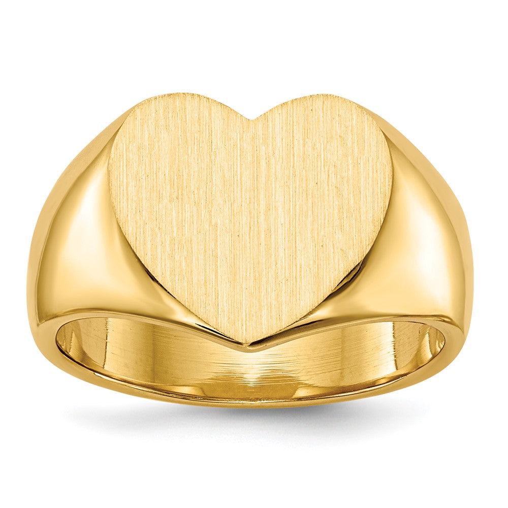 14k 11.5x Closed Back Heart Signet Ring