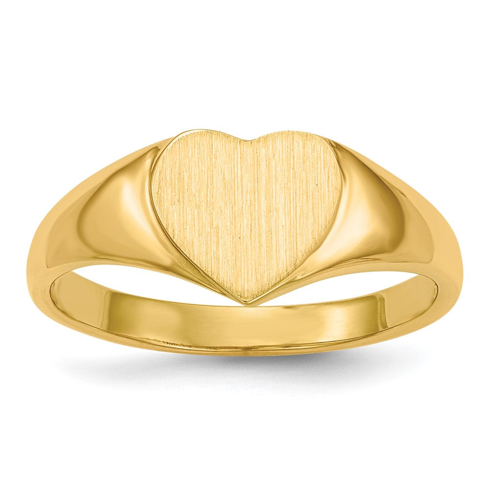 14k 8.5x Open Back Heart Signet Ring