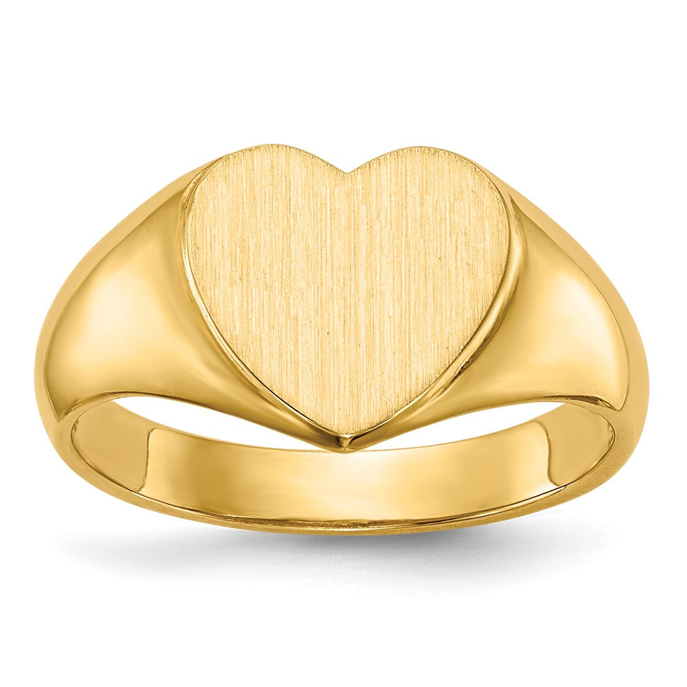 14k 9.5x Open Back Heart Signet Ring