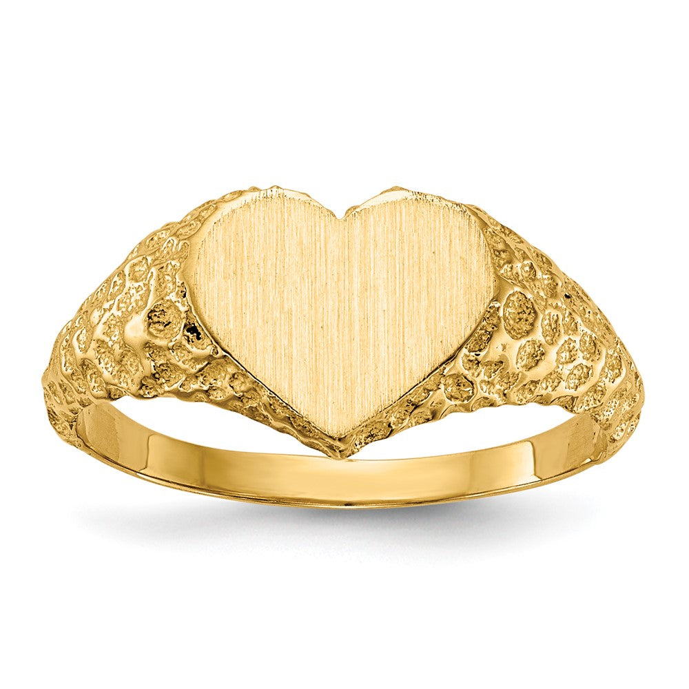 14k 8.0x Open Back Heart Signet Ring