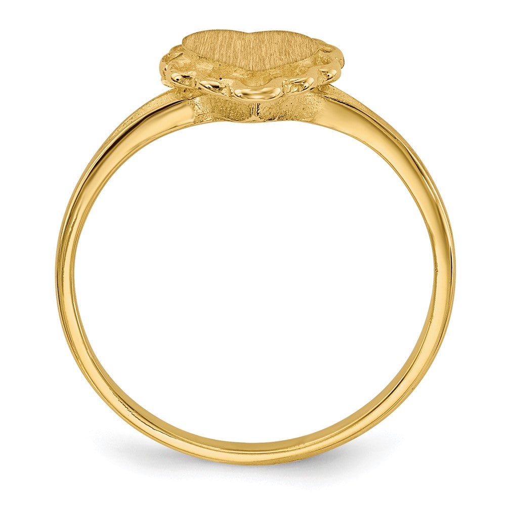 14k 6.5x Open Back Scalloped Edge Heart Signet Ring