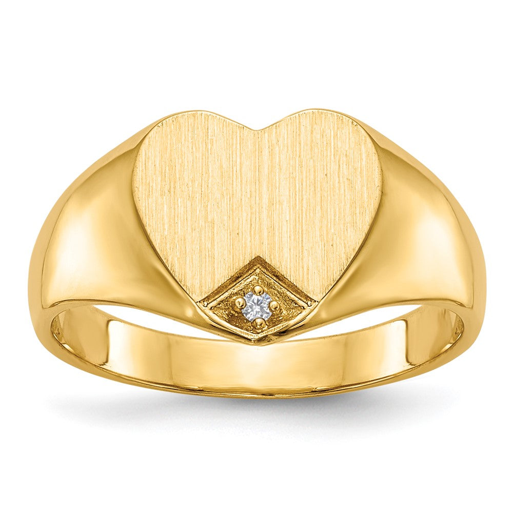 14k .005ct. Diamond Closed Back 9.0x Heart Signet Ring