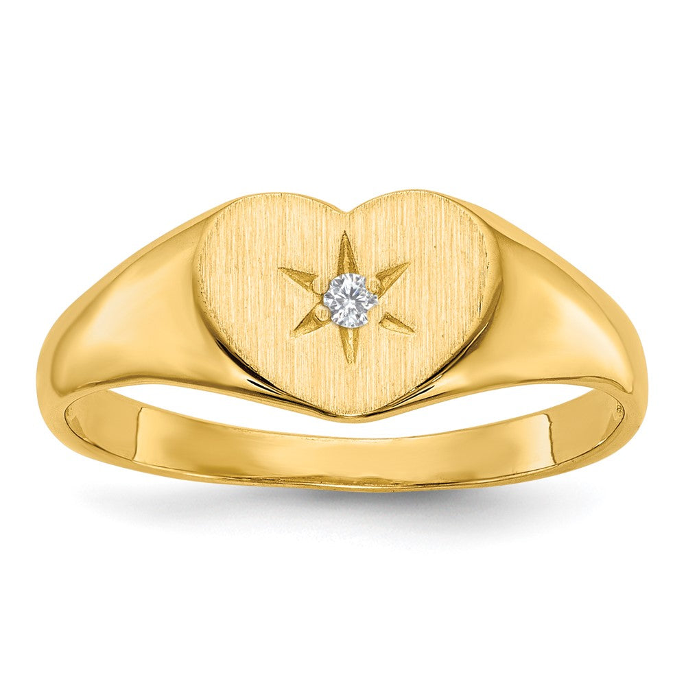 14k .01ct. Diamond 7.0x Open Back Heart Signet Ring