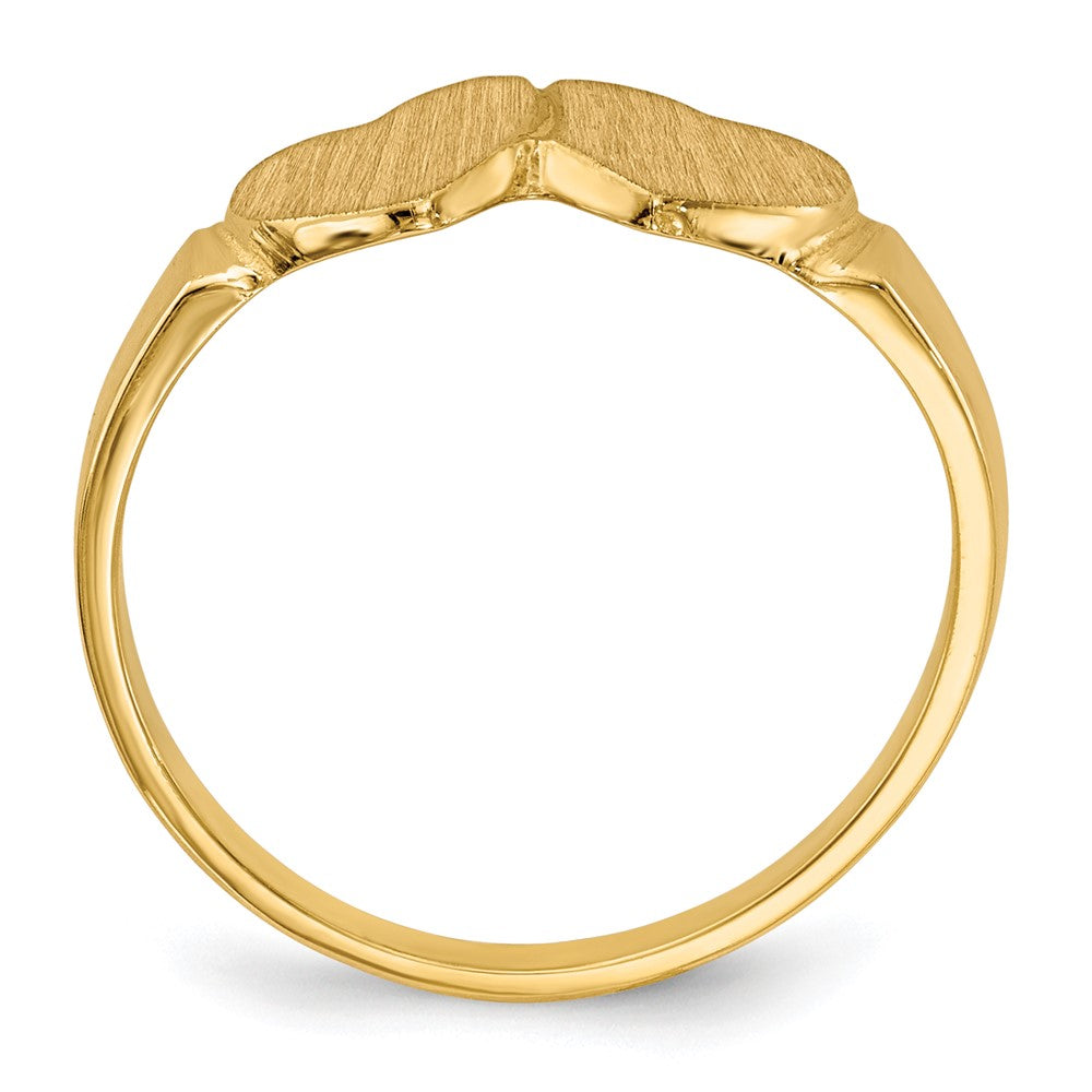 14k 7.0x Closed Back Double Heart Signet Ring
