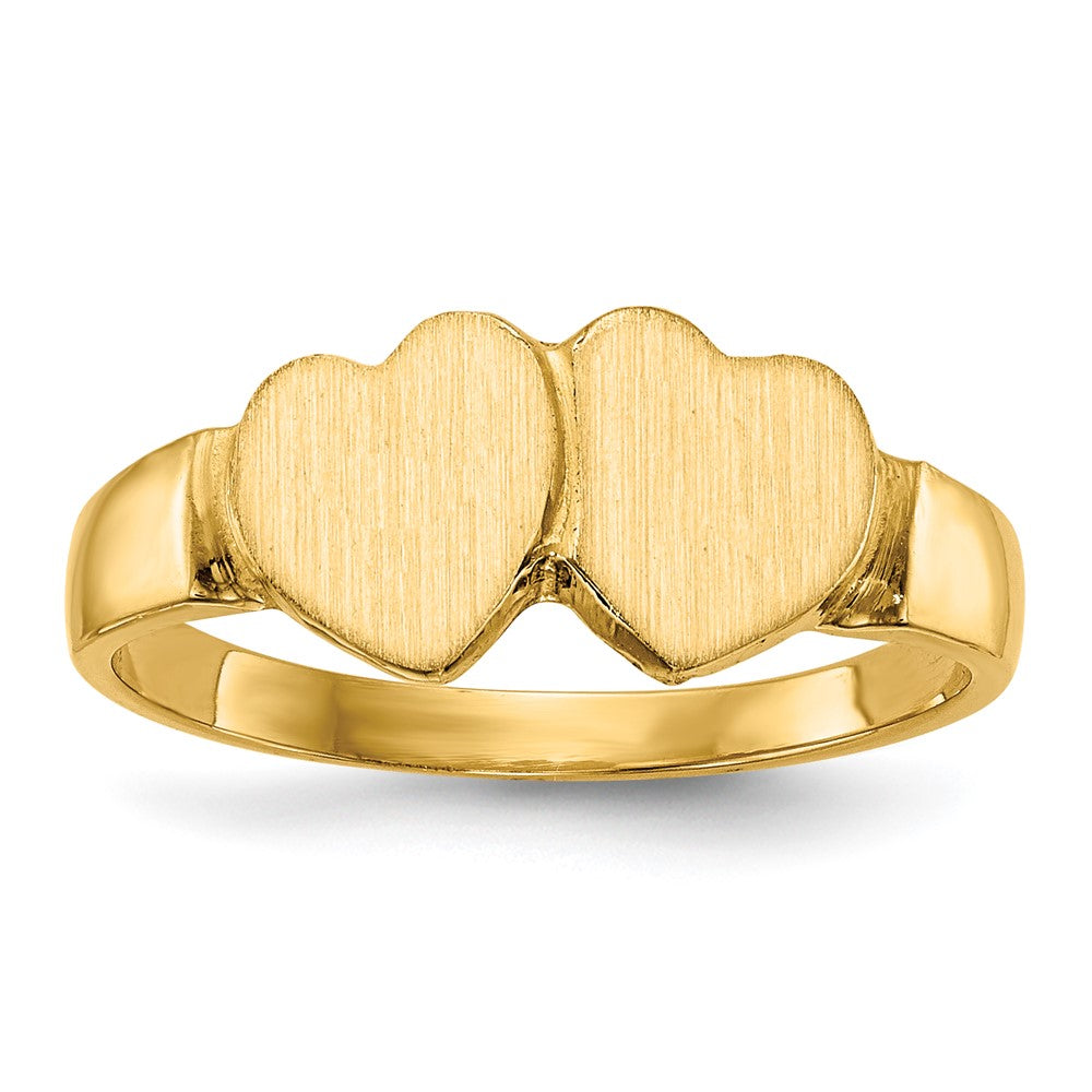 14k 7.0x Closed Back Double Heart Signet Ring